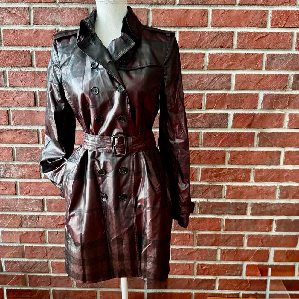 Burberry Waterloo Brown Nova Check Trench Coat Size US 6